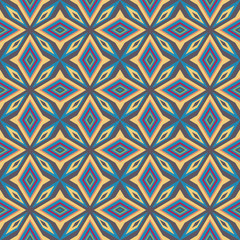 Ethnic geometric pattern in repeat. Fabric print. Seamless background, mosaic ornament, retro style. 