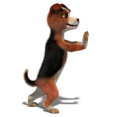 The dog moves an invisible weight