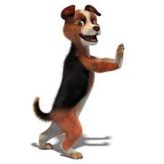 The dog moves an invisible weight