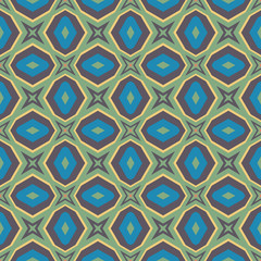 Ethnic geometric pattern in repeat. Fabric print. Seamless background, mosaic ornament, retro style. 