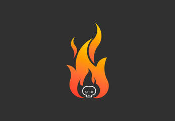 Fire flame with skull. Vector Logo Symbol