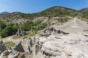 Fototapeta na wymiar Rock formation The Stone Dolls of Kuklica near town of Kratovo, Republic of Macedonia