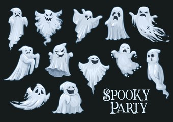 Fototapeta premium Halloween vector scary ghosts, spooky party