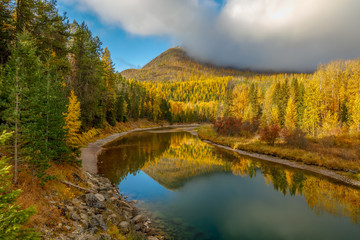 McDonald Creek in autumn color, Glacier National Park, Montana