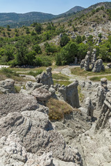 Fototapeta na wymiar Rock formation The Stone Dolls of Kuklica near town of Kratovo, Republic of Macedonia
