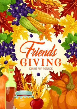 Thanksgiving autumn holiday, Friendsgiving vector