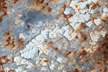 Flaking paint on Rusty metal background
