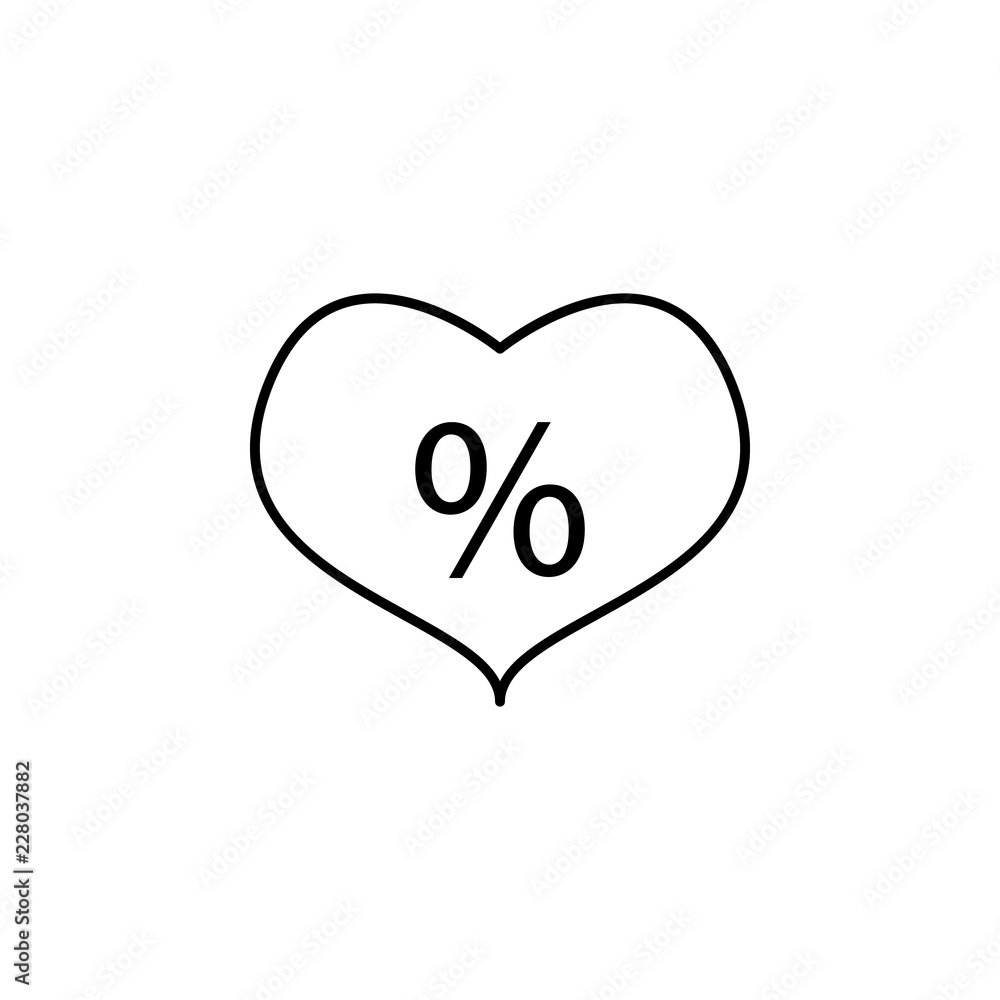 Poster discount heart icon. element of cyber monday icon for mobile concept and web apps. thin line discoun