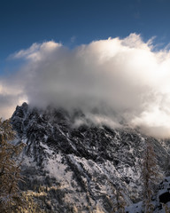 Mount Stuart covered in clouds
