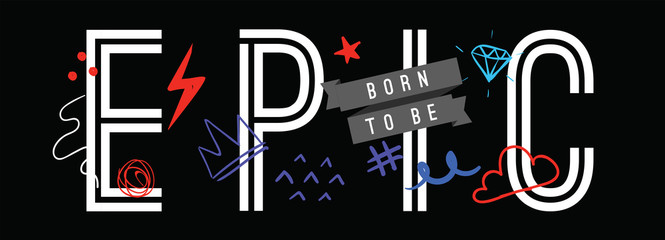 Tee print. Typography for t shirt.