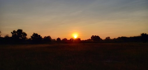 Light sun orage sky in the evening Thailand.
