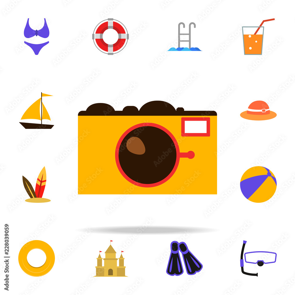 Poster camera flat icon. summer icons universal set for web and mobile