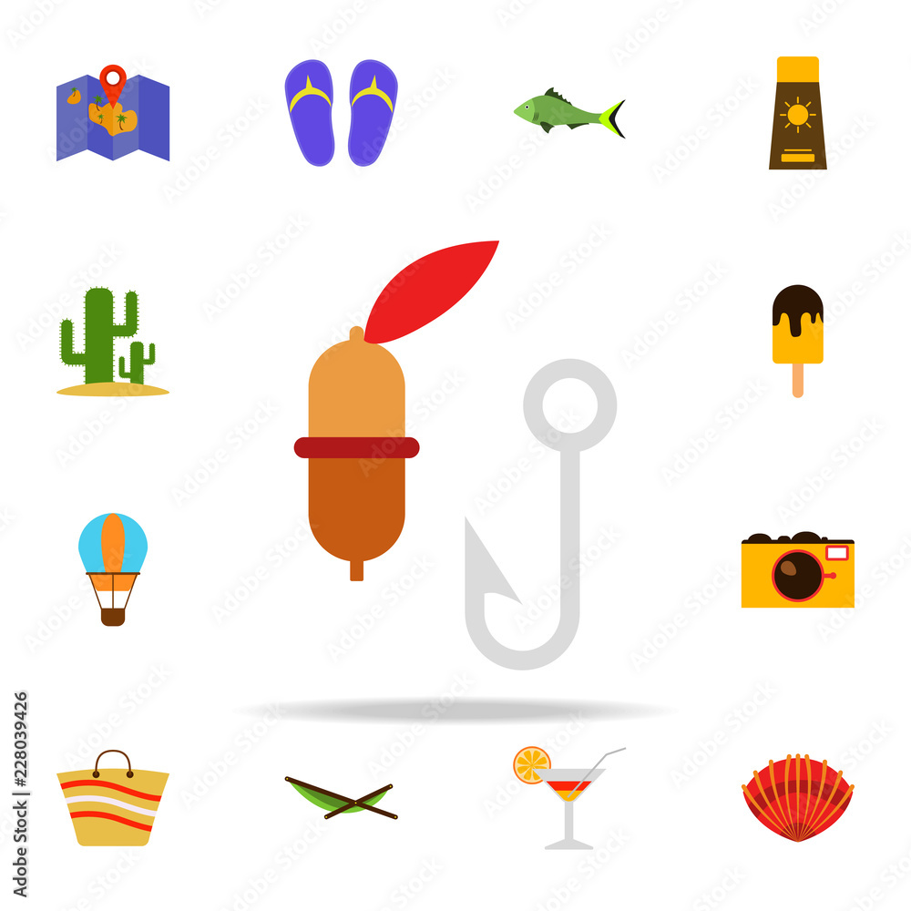 Aufkleber float and hook flat icon. summer icons universal set for web and mobile