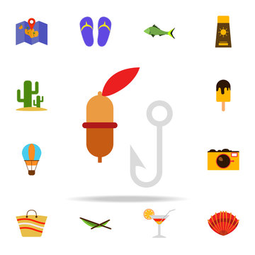 float and hook flat icon. Summer icons universal set for web and mobile