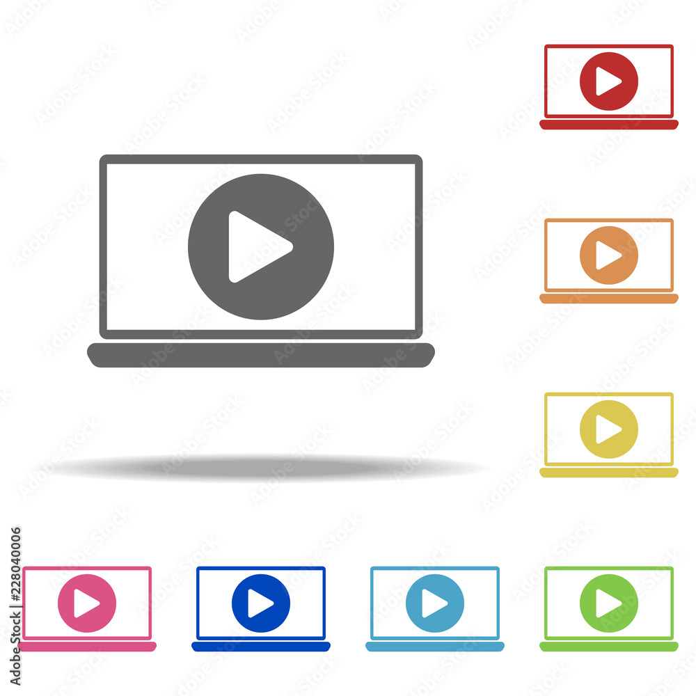 Aufkleber music player in laptop icon. elements of web in multi color style icons. simple icon for websites, w