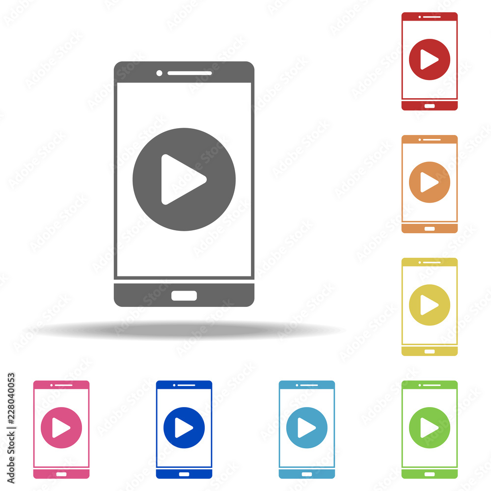 Poster player in phone icon. elements of web in multi color style icons. simple icon for websites, web desi