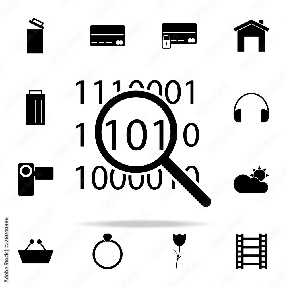 Aufkleber digital code under magnifying glass icon. web icons universal set for web and mobile