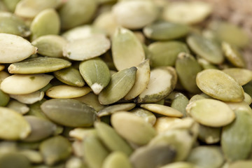 Close-up of organic pumpkin seeds.