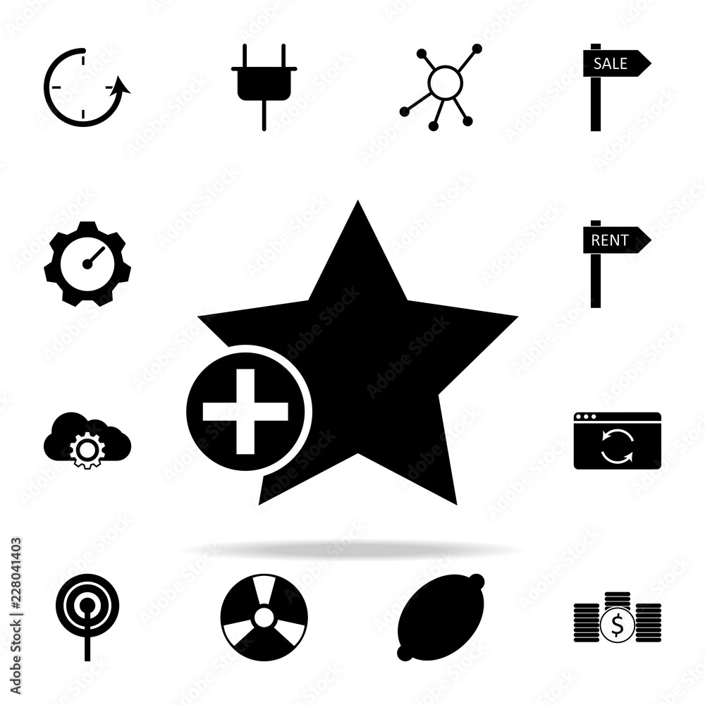 Aufkleber plus star icon. web icons universal set for web and mobile