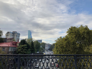 TBILISI, GEORGIA - OCTOBER 07, 2018: Annual holiday "Tbilisoba". View from the bridge to the old town
