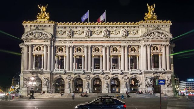 The Palais Garnier opera house at night, Paris, France