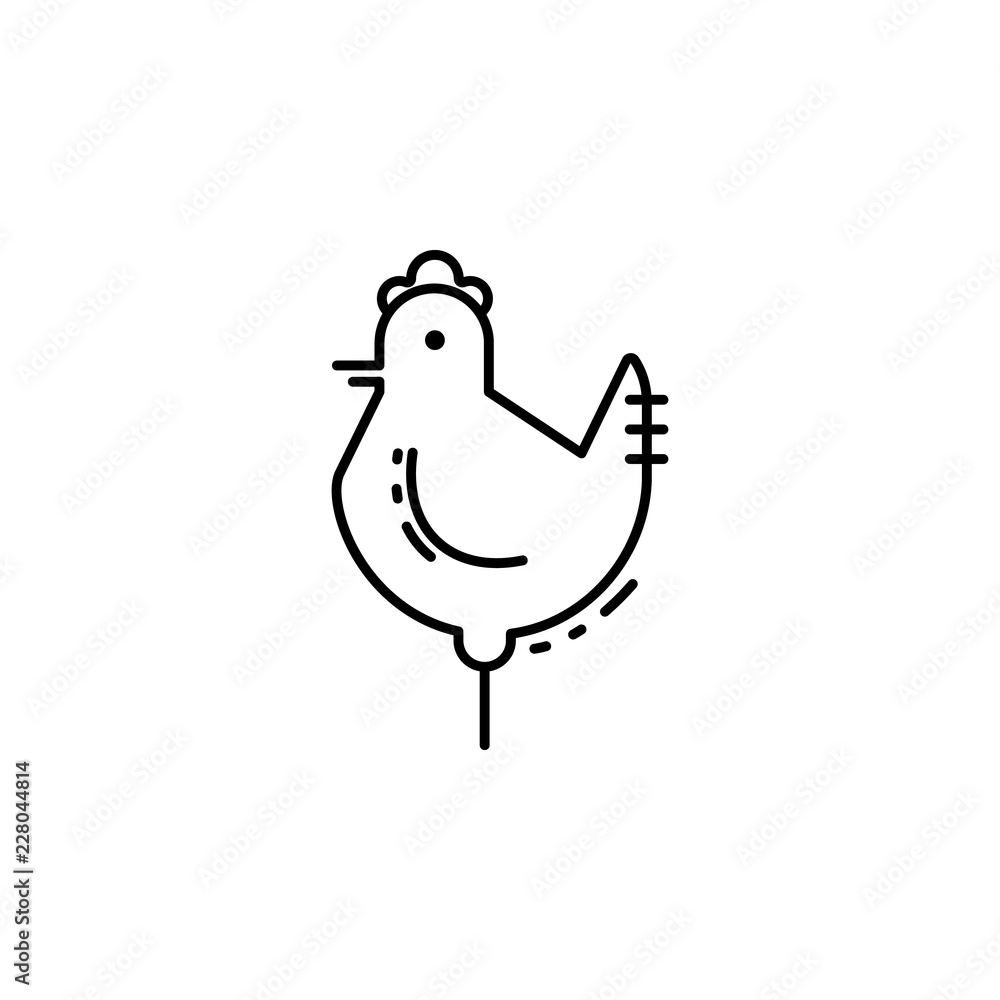 Poster chicken facing icon. element of jewish icon for mobile concept and web apps. thin line chicken facin