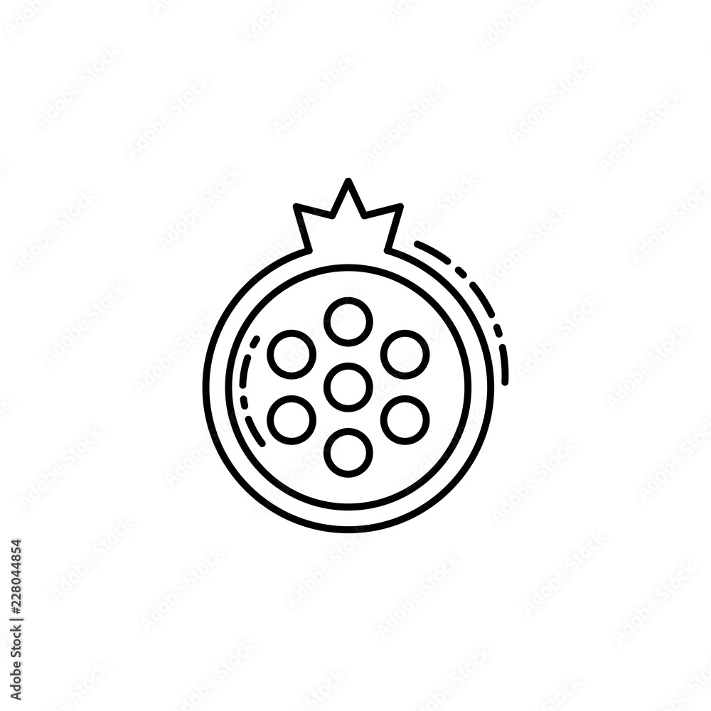 Poster half pomegranate icon. element of jewish icon for mobile concept and web apps. thin line half pomegr