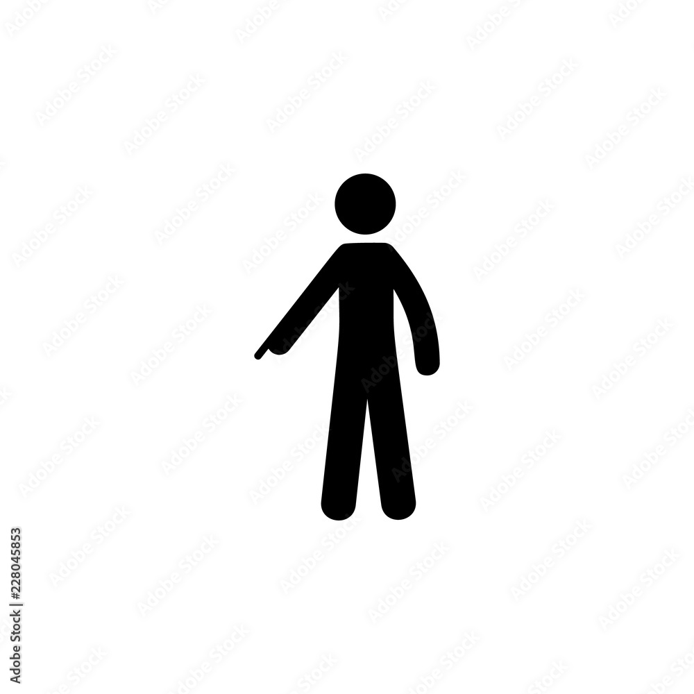 Poster man down, finger icon. element of man pointing icon for mobile concept and web apps. detailed man do