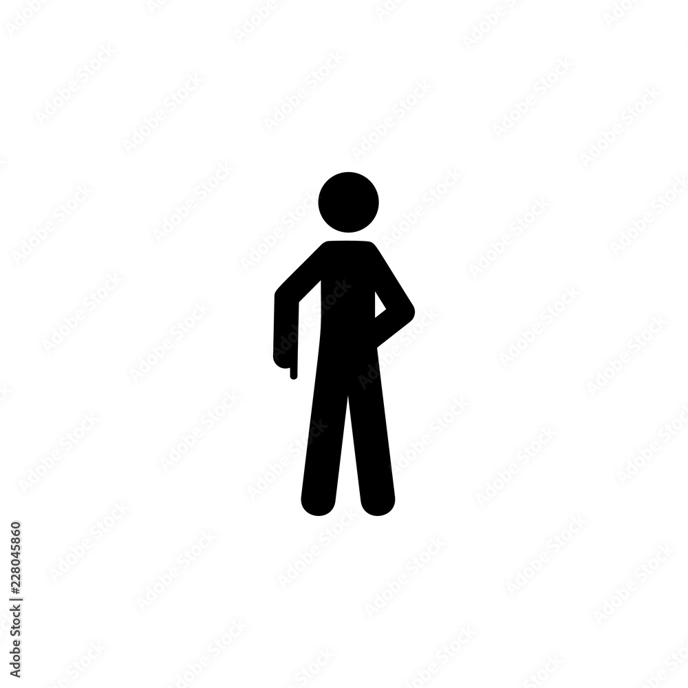 Poster man down, show icon. element of man pointing icon for mobile concept and web apps. detailed man down