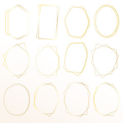 Set of geometric gold frame, Decorative element for wedding card, Invitations and logo. Vector illustration.