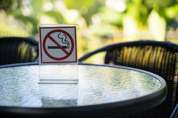 please Stop smoking concept No smoking sign in the coffee shop go free smoking area