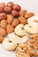 Various nuts and almonds, healthy nutrition and lifestyle