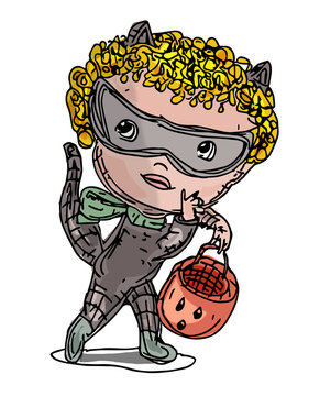 Cute Cat Girl Halloween Costume Character