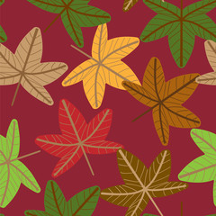 Fototapeta na wymiar Vector floral seamless pattern with autumn leaves.