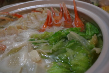 日本食　蟹鍋　蟹と野菜など