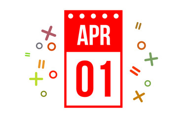 1 April Red Calendar Number 