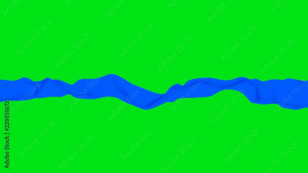 Aufkleber blue long fabric smooth flowing loopable on green background 4k alpha video.