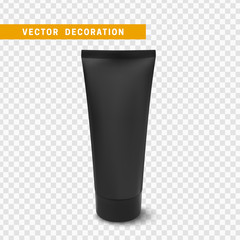 Cream or lotion tube, isolated Mock Up template. Realistic Packaging for Cosmetics. Vector object on transparent background