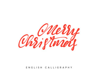 Fototapeta na wymiar Text Merry Christmas. Xmas hand drawn calligraphy lettering.