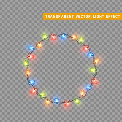 Naklejka premium Garlands color colorful isolated vector, Christmas decorations lights effects. Glowing lights for Xmas Holiday.