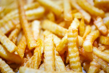 Close up Yellow French Fries Background