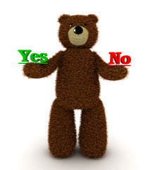 Bear holds yes and not