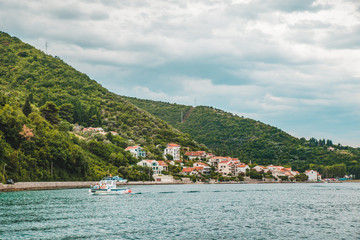 Obraz premium landscape view of montenegro bay. overcast weather