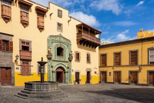 View of the main facade of the house of Cristobal Colon in Las Palmas de Gran Canaria, Spain