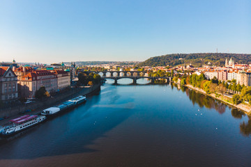 aerial view of autumn prague