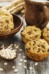 Diet oat muffins with raisins