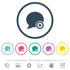 Blog comment settings flat color icons in round outlines
