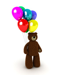 Toy bear holds the balls