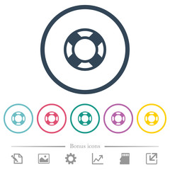 Lifesaver flat color icons in round outlines