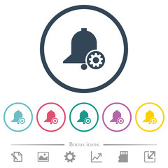 Reminder settings flat color icons in round outlines